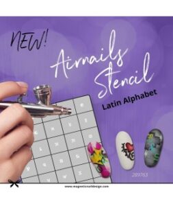 Airbrush AirNails Latin Alphabet stet 30pcs masking stencils